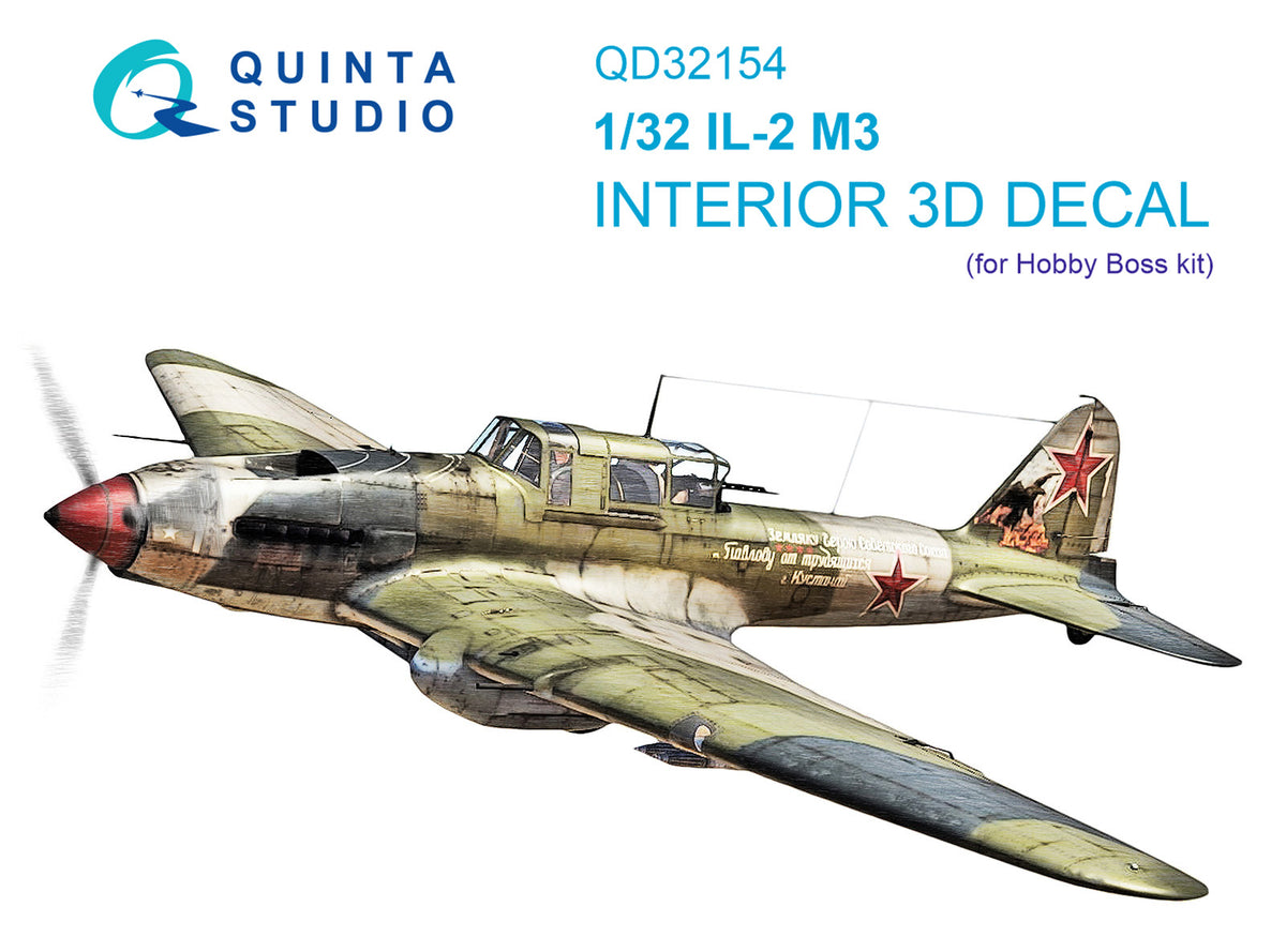 Ilyushin IL-2M3 3D-Printed coloured Interior on decal paper (designed to be used with Hobby Boss kits)