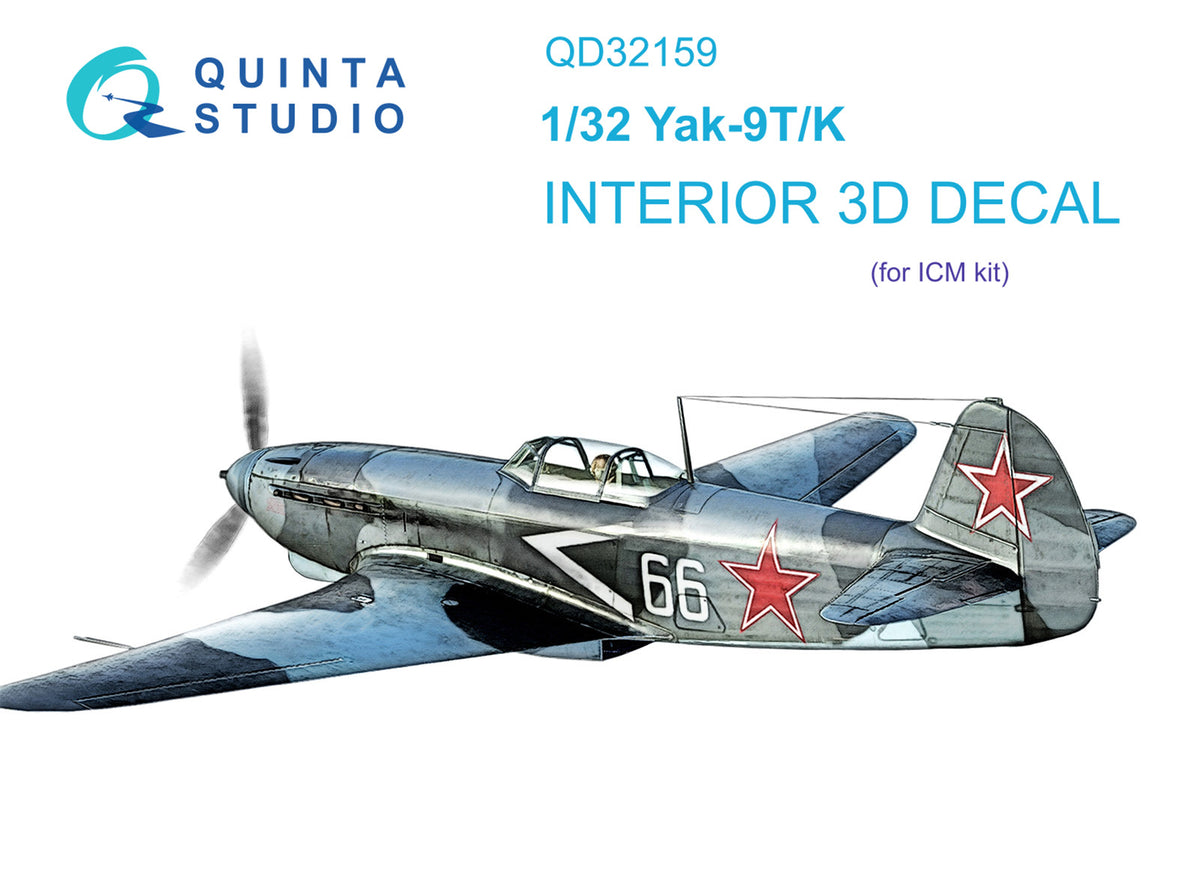 Yakovlev Yak-9T/Yak-9K 3D-Printed coloured Interior on decal paper (designed to be used with ICM UA UK kits)