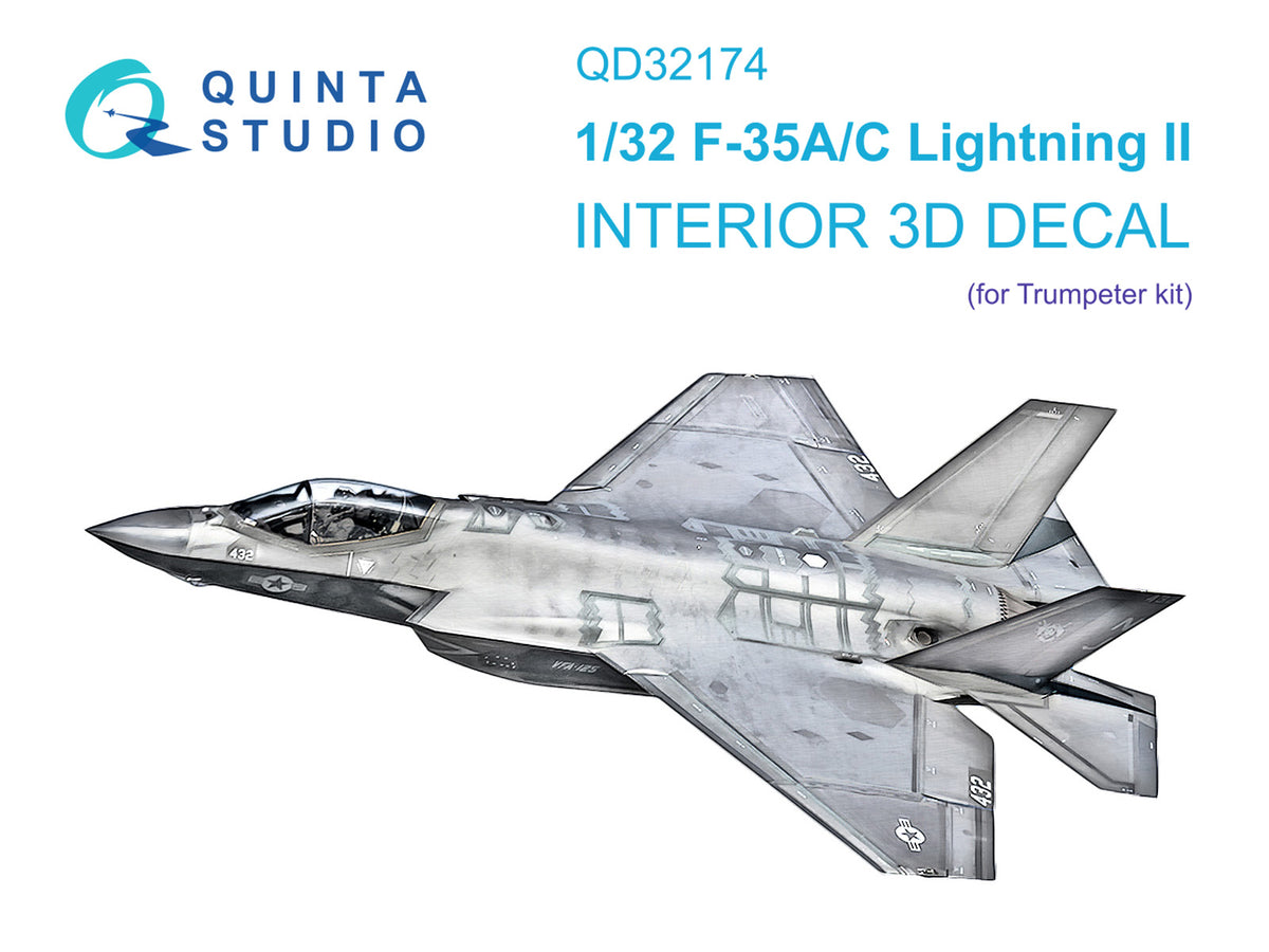 Lockheed-Martin F-35A/C 3D-Printed coloured Interior on decal paper (designed to be used with Trumpeter kits) [F-35C]