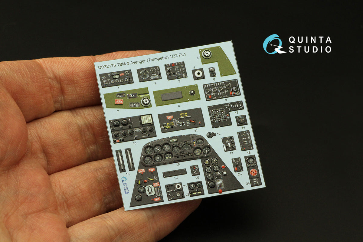 Grumman TBM-3 Avenger 3D-Printed coloured Interior on decal paper (designed to be used with Trumpeter kits)