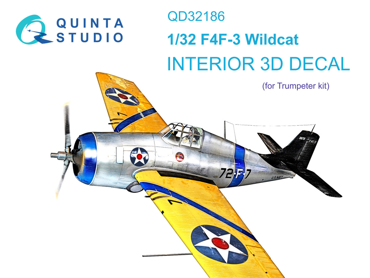 Grumman F4F-3 Wildcat 3D-Printed coloured Interior on decal paper (designed to be used with Trumpeter kits)
