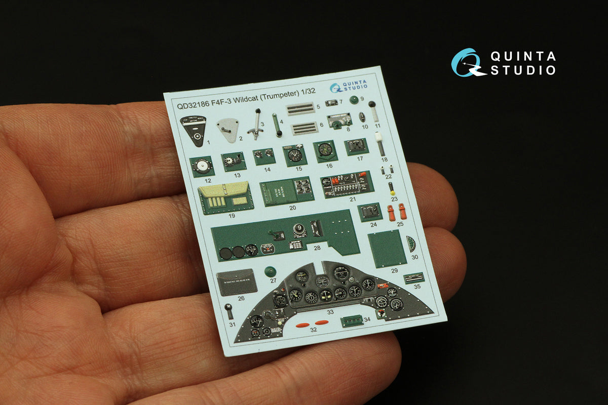 Grumman F4F-3 Wildcat 3D-Printed coloured Interior on decal paper (designed to be used with Trumpeter kits)