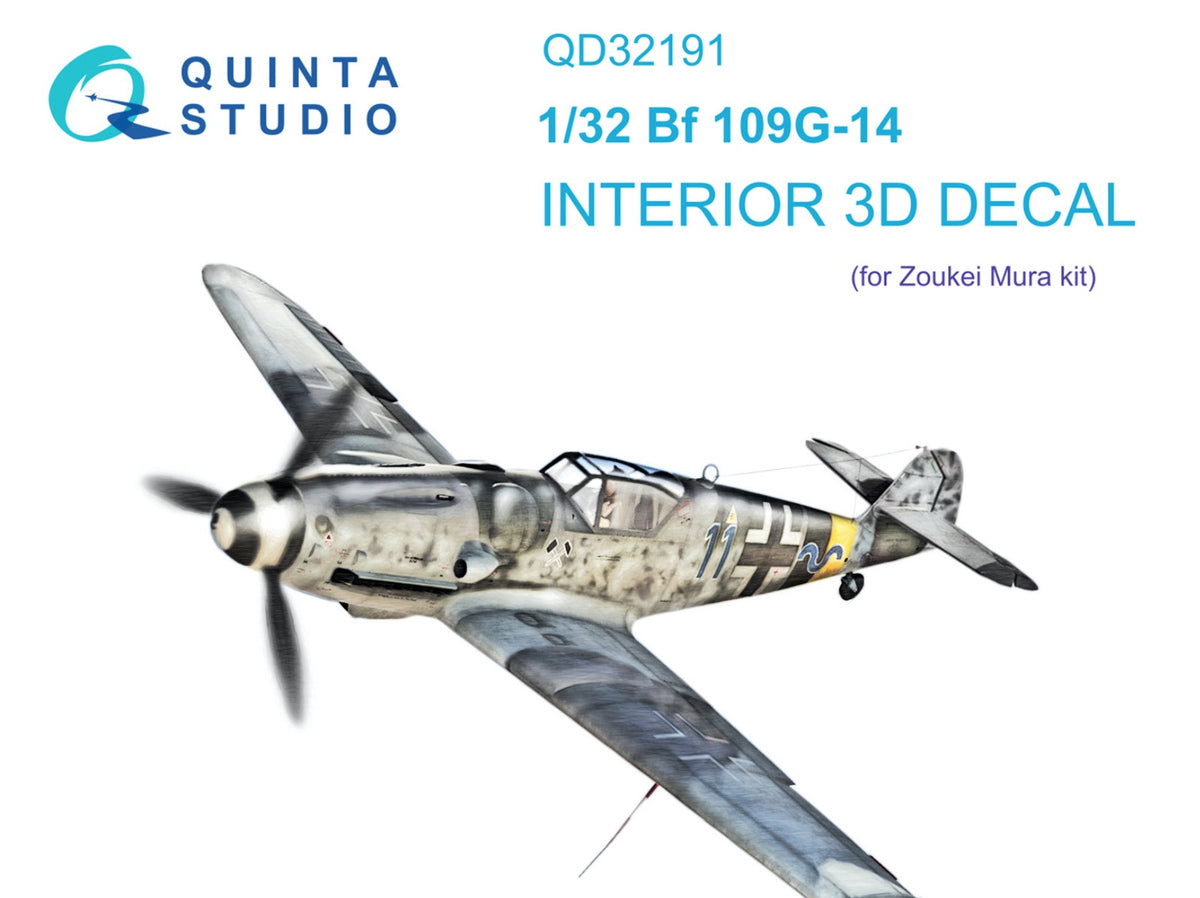Messerschmitt Bf-109G-14 3D-Printed coloured Interior on decal paper (designed to be used with Zoukei-Mura kits)