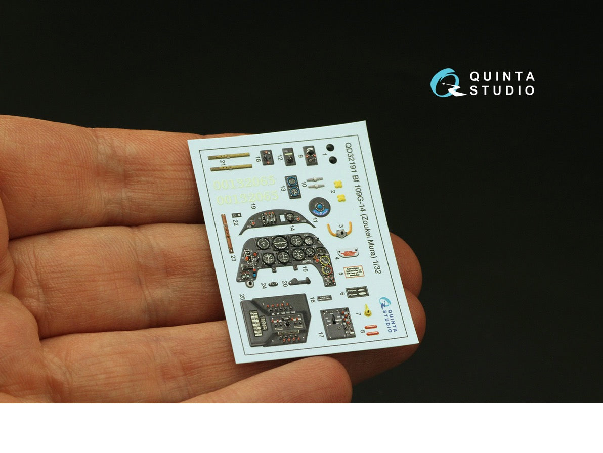 Messerschmitt Bf-109G-14 3D-Printed coloured Interior on decal paper (designed to be used with Zoukei-Mura kits)