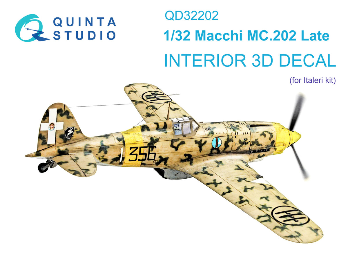 Macchi C.202 Folgore Late (3D-Printed) & coloured Interior on decal paper(designed to be used with Italeri kits)