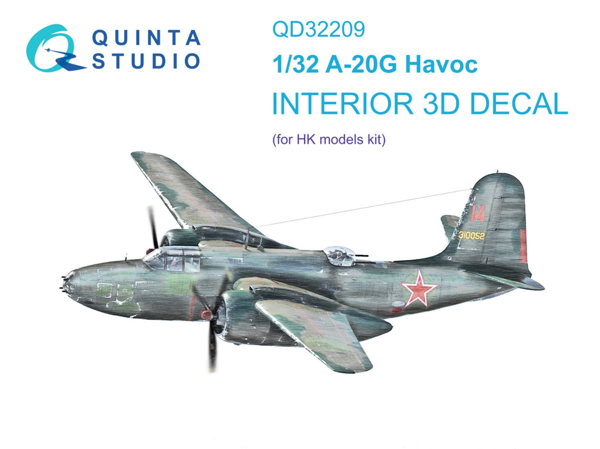 Douglas A-20G Havoc 3D-Printed coloured Interior on decal paper (designed to be used with Hong Kong Models kits)