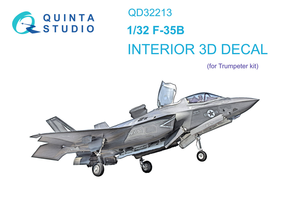 Lockheed-Martin F-35B 3D-Printed coloured Interior on decal paper (designed to be used with Trumpeter kits)