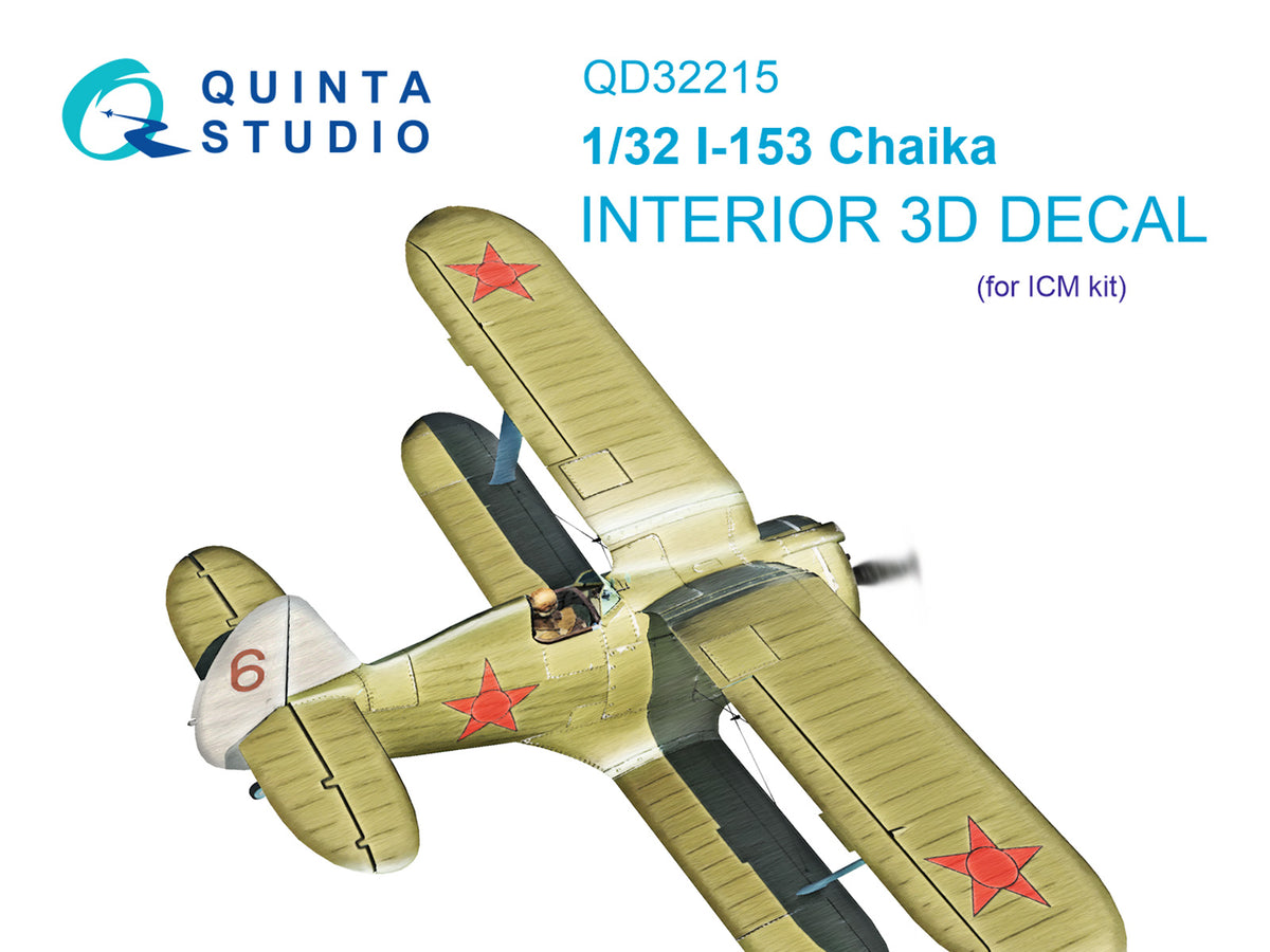 Polikarpov I-153 3D-Printed coloured Interior on decal paper (designed to be used with ICM UA UK kits)
