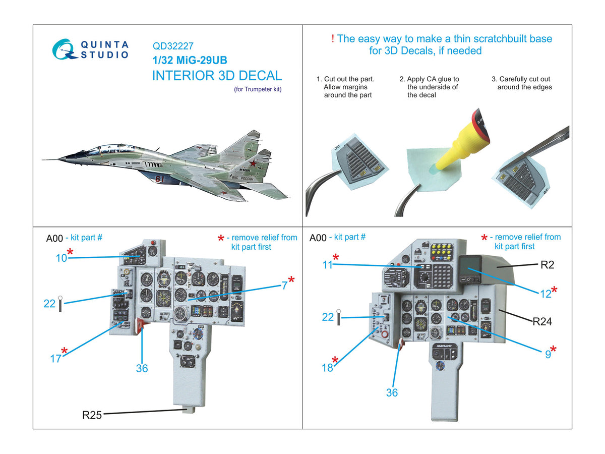 Mikoyan MiG-29UB 3D-Printed & coloured Interior (designed to be used with Trumpeter kits)