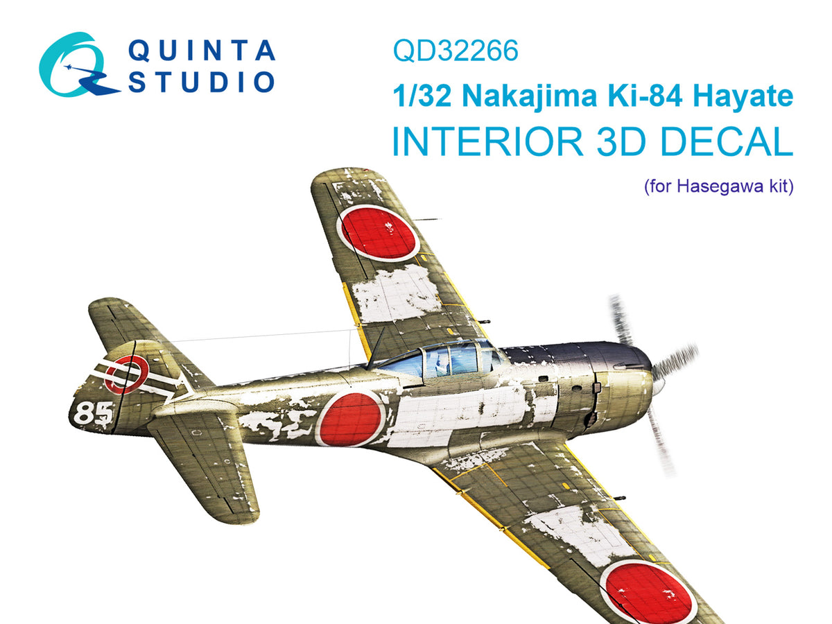 Nakajima Ki-84 Hayate 3D-Printed & coloured Interior on decal paper (designed to be used with Hasegawa kits)