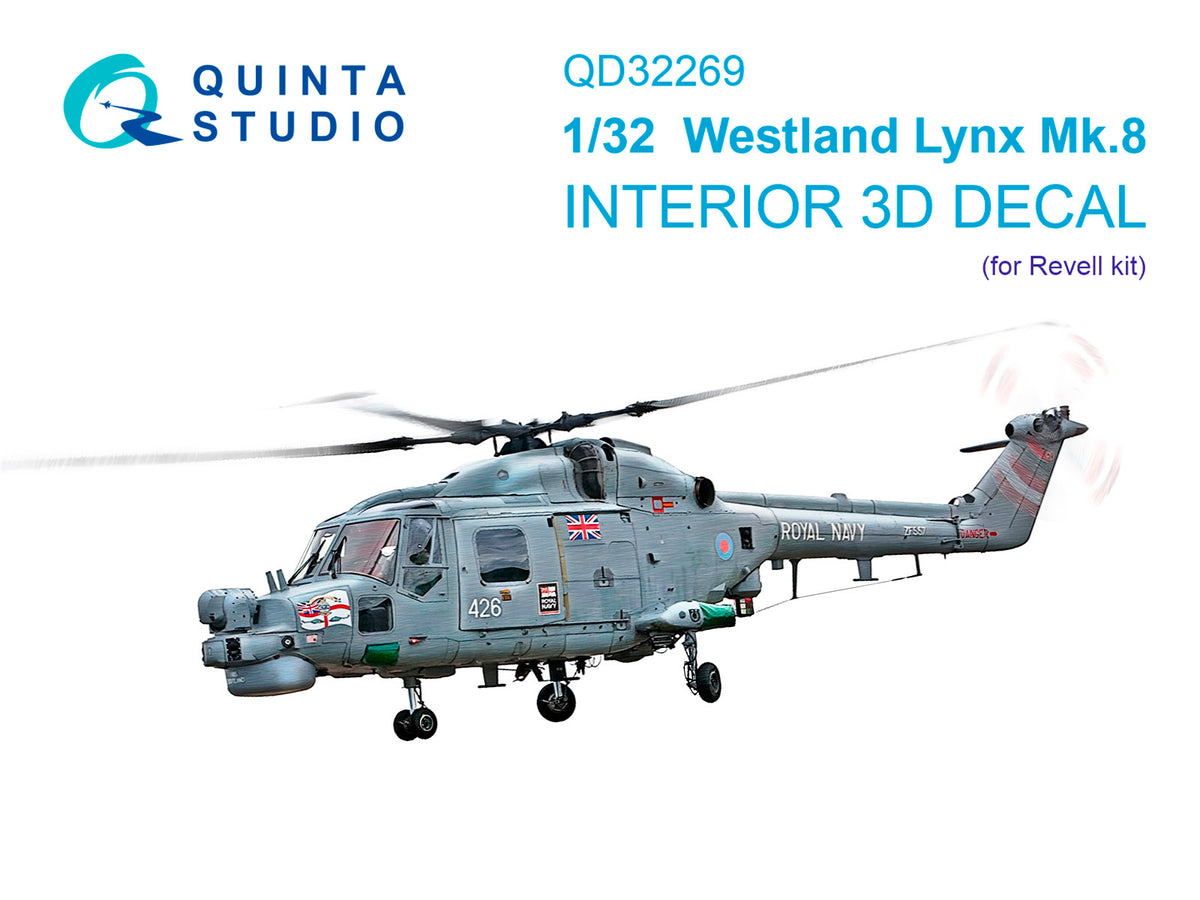 Westland Lynx Mk.8 3D-Printed & coloured Interior on decal paper (designed to be used with Revell kits)