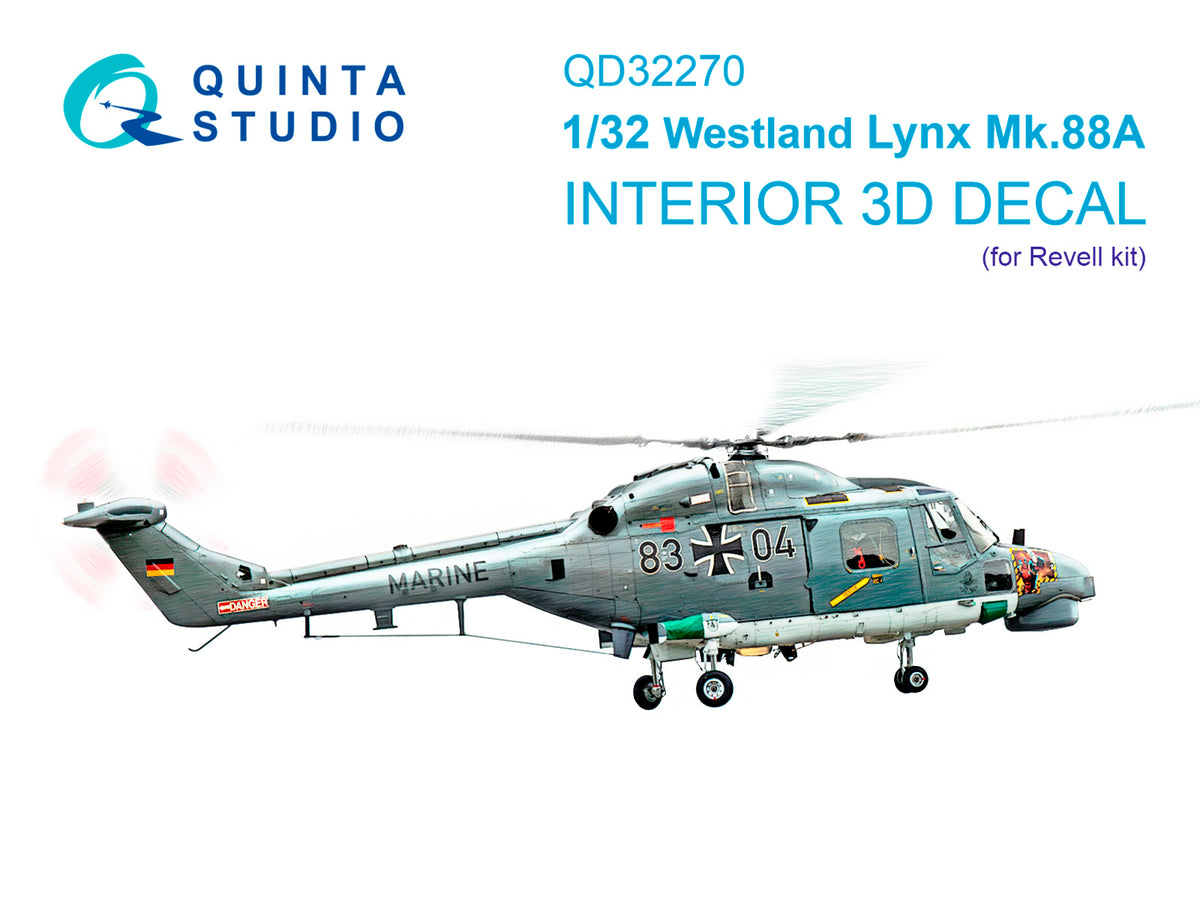 Westland Lynx Mk.88 3D-Printed & coloured Interior on decal paper (designed to be used with Revell kits)