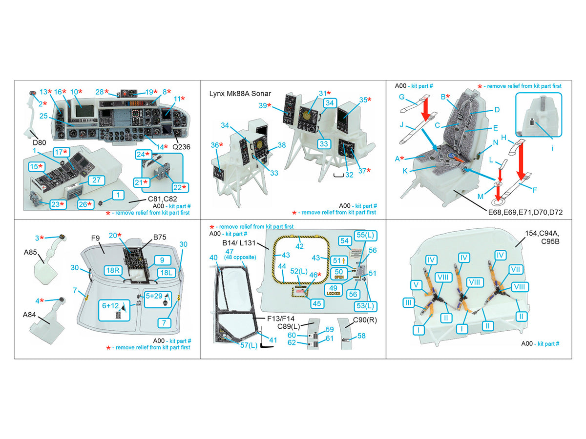 Westland Lynx Mk.88 3D-Printed & coloured Interior on decal paper (designed to be used with Revell kits)