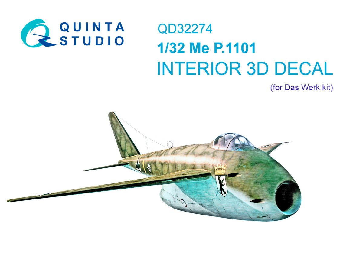 Messerschmitt P.1101 3D-Printed & coloured Interior on decal paper (designed to be used with Das Werk kits)