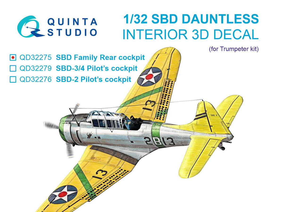 Douglas SBD Dauntless Family Rear Cockpit 3D-Printed & coloured Interior on decal paper (designed to be used with Trumpeter kits)[SBD-2 SBD-3 SBD-4 SBD-5]