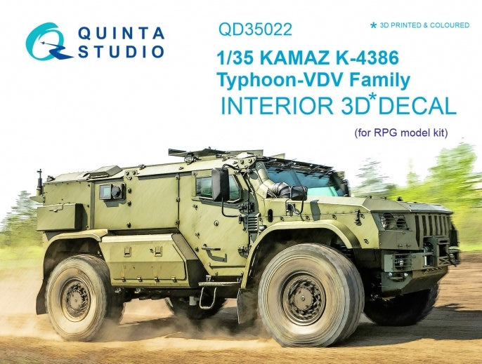 KAMAZ K-4386 Typhoon VDV family 3D-Printed coloured Interior on decal paper (designed to be used with RPG-Model kits)