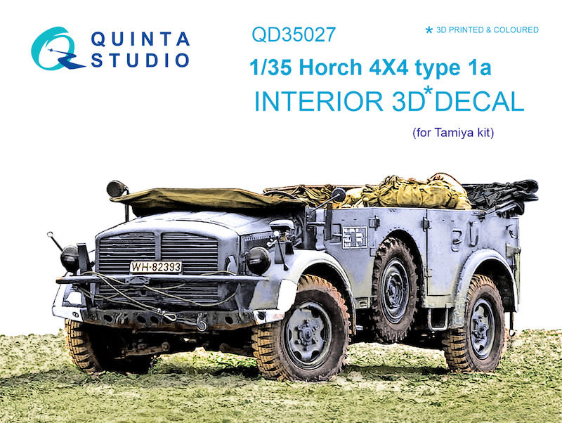 Horch 4X4 type 1a 3D-Printed coloured Interior on decal paper (designed to be used with Tamiya kits)