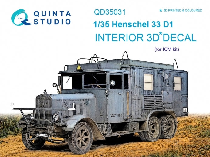 Henschel 33D1 3D-Printed coloured Interior on decal paper (designed to be used with ICM UA UK kits)