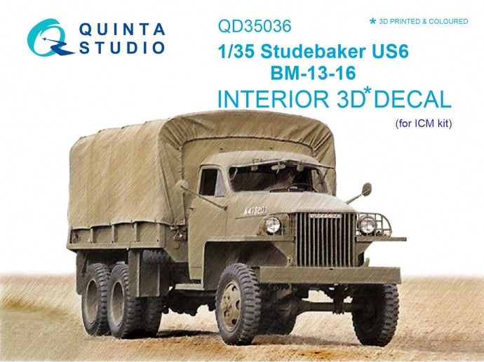 Studebaker US6 3D-Printed coloured Interior on decal paper (designed to be used with ICM UA UK kits)