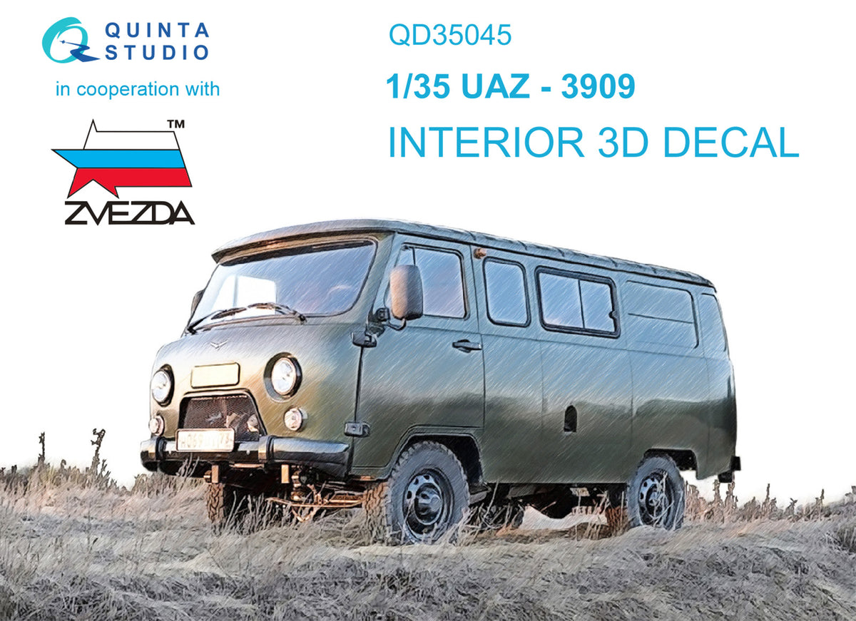 UAZ-3909 3D-Printed coloured Interior on decal paper (designed to be used with Zvezda kits)