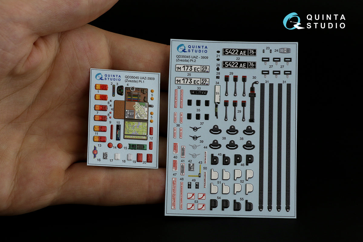 UAZ-3909 3D-Printed coloured Interior on decal paper (designed to be used with Zvezda kits)