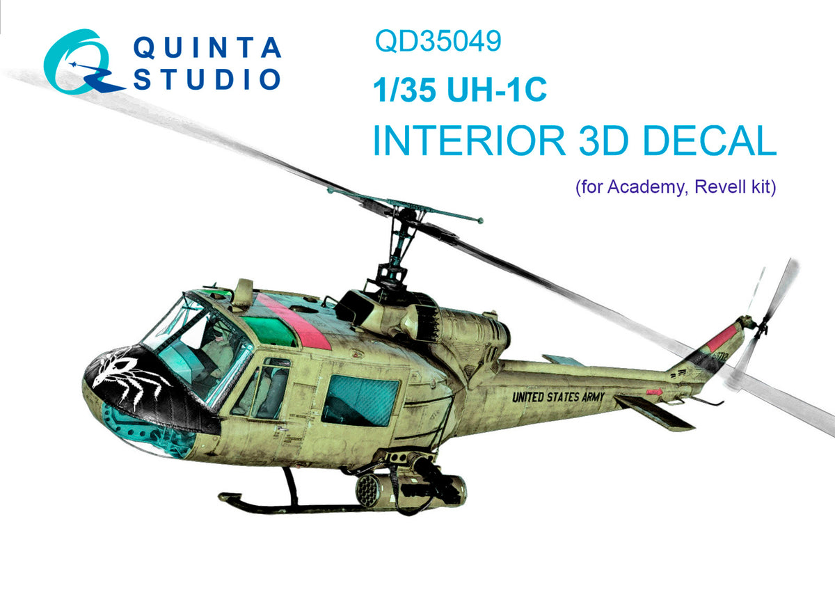 Bell UH-1C 3D-Printed coloured Interior on decal paper (designed to be used with Academy and Revell kits)