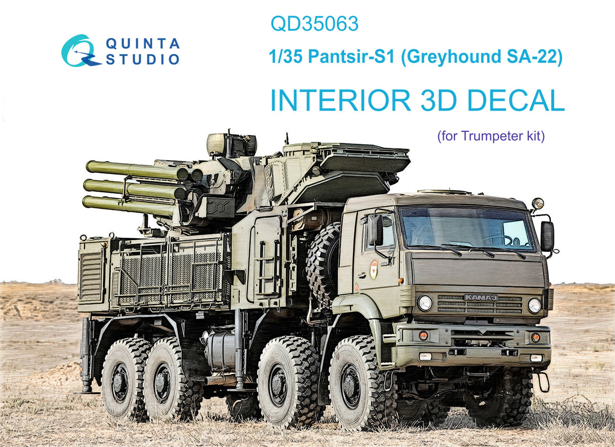 Pantsir-S1 (SA-22 Greyhound) 3D-Printed coloured Interior on decal paper (designed to be used with Trumpeter kits)