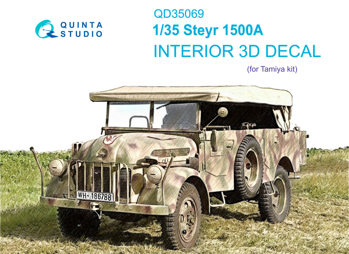 Steyr 1500A 3D-Printed coloured Interior on decal paper (designed to be used with Tamiya kits)