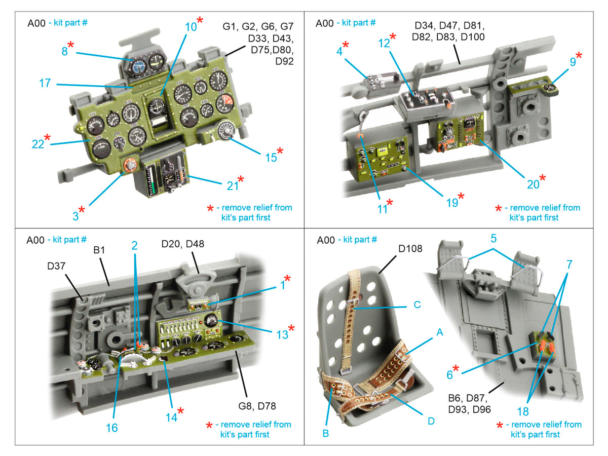 Nakajima A6M2 Zero (Nakajima Prod.) 3D-Printed & coloured Interior on decal paper(designed to be used with Border Model kits)
