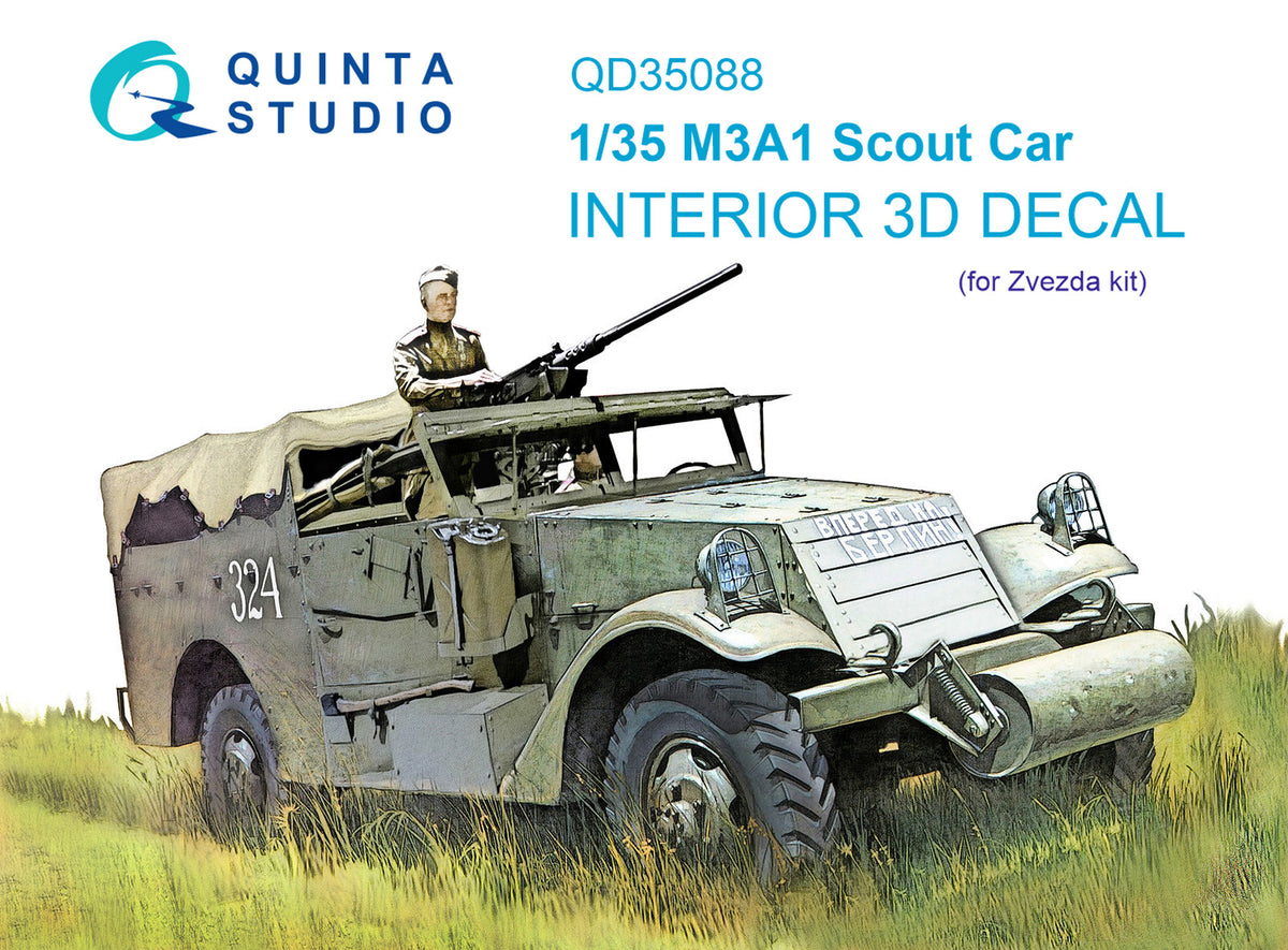 M3A1 Scout 3D-Printed coloured Interior on decal paper (designed to be used with Zvezda kits)
