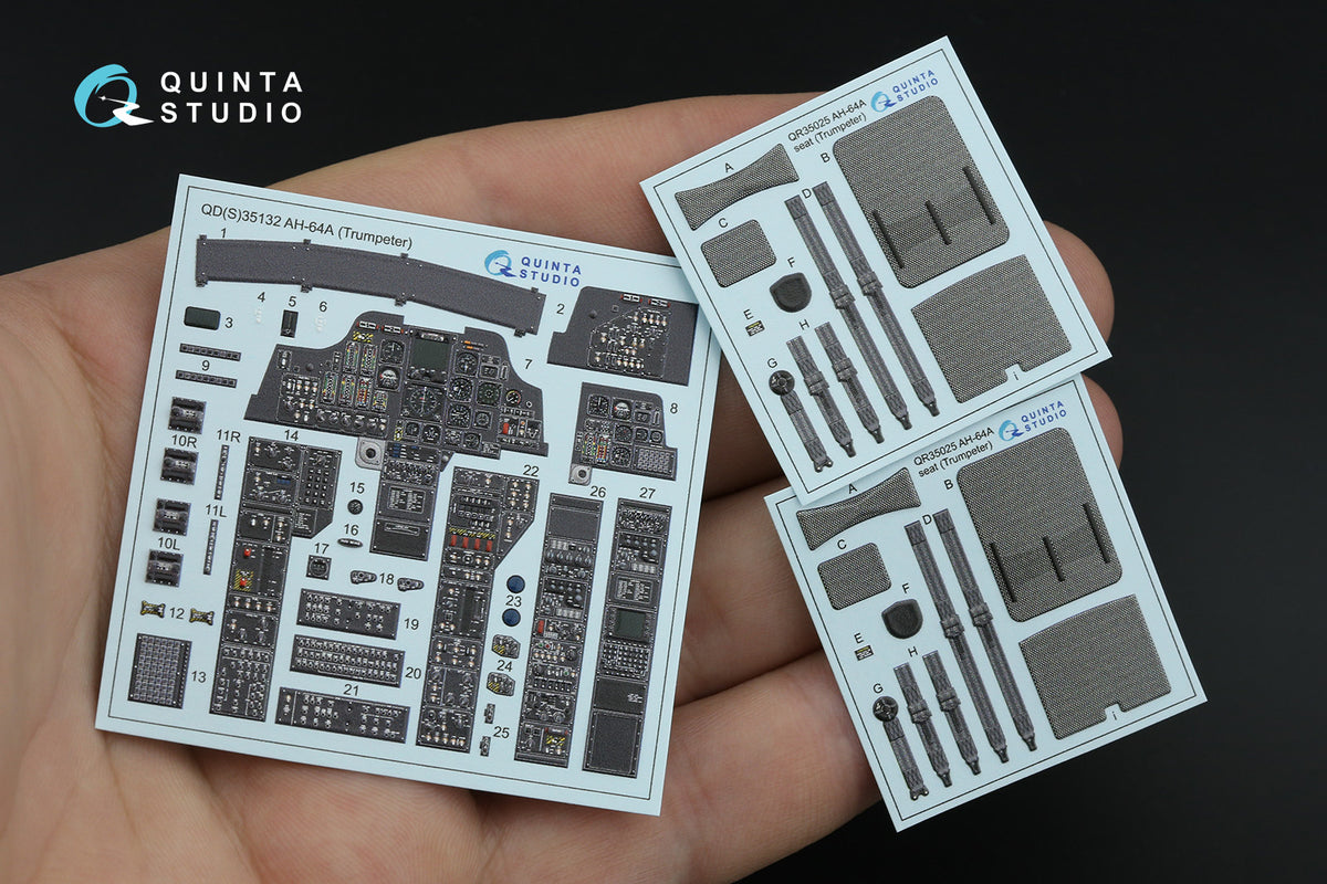 Bell/Boeing AH-64A 3D-Printed coloured Interior on decal paper (designed to be used with Trumpeter kits)