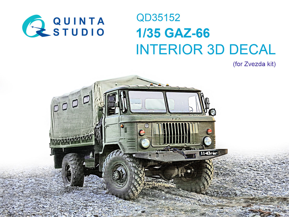 GAZ-66 3D-Printed & coloured Interior on decal paper (designed to be used with Zvezda kits)