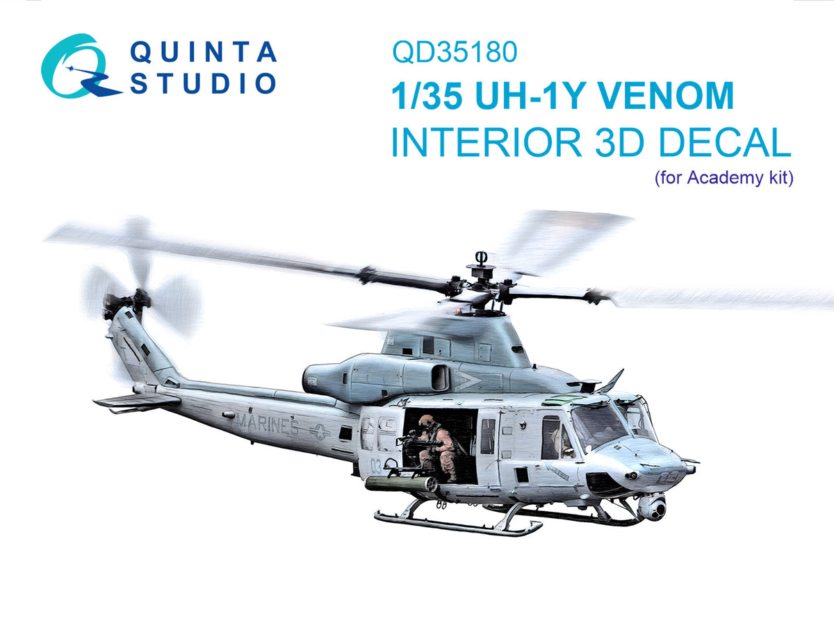 Bell UH-1Y 3D-Printed & coloured Interior on decal paper (designed to be used with Academy kits)