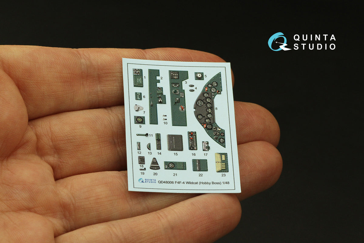 Grumman F4F-4 Wildcat 3D-Printed coloured Interior on decal paper (designed to be used with Hobby Boss kits)