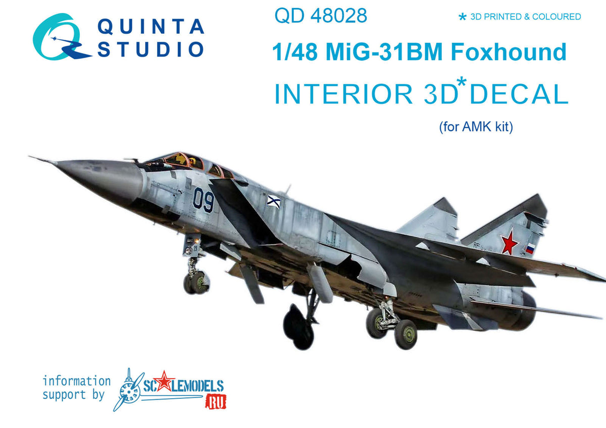 Mikoyan MiG-31BM 3D-Printed coloured Interior on decal paper (designed to be used with Avant Garde kits)