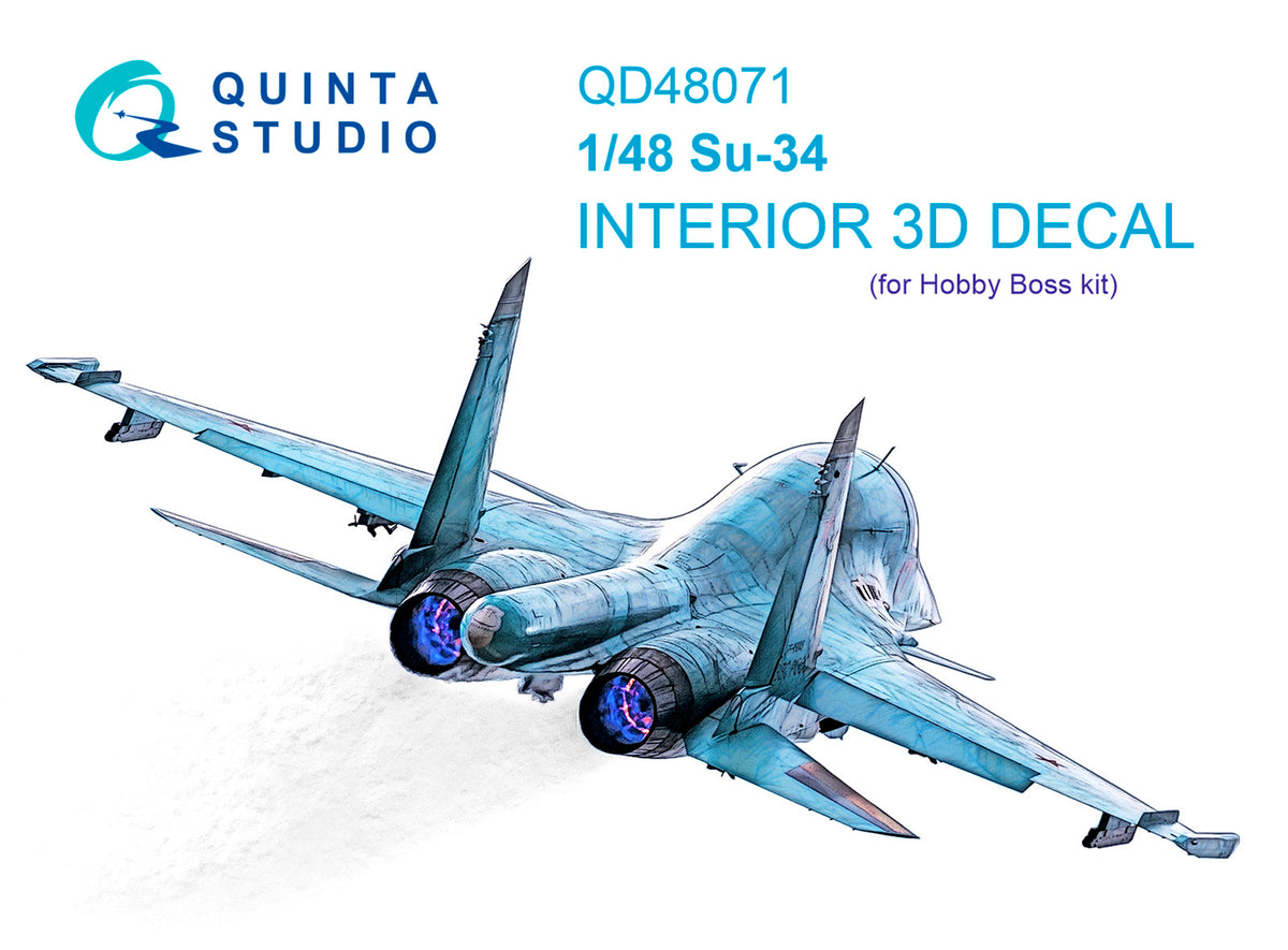 Sukhoi Su-34 3D-Printed coloured Interior on decal paper (designed to be used with Hobby Boss kits)