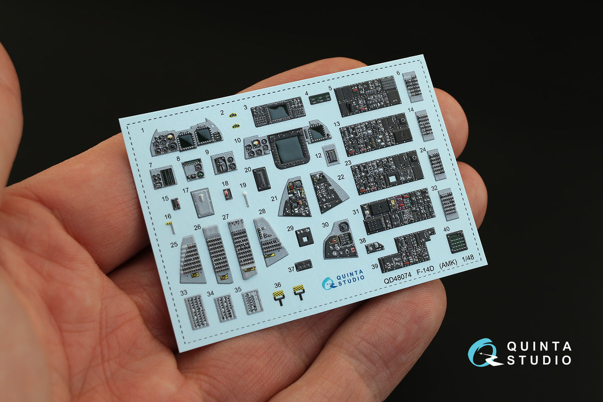 Grumman F-14D Tomcat 3D-Printed coloured Interior on decal paper (designed to the used with Avant Garde kits)