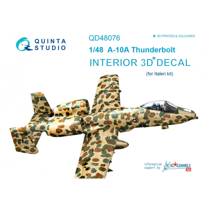 Fairchild A-10A Thunderbolt II 3D-Printed coloured Interior on decal paper (designed to be used with with Italeri kits)