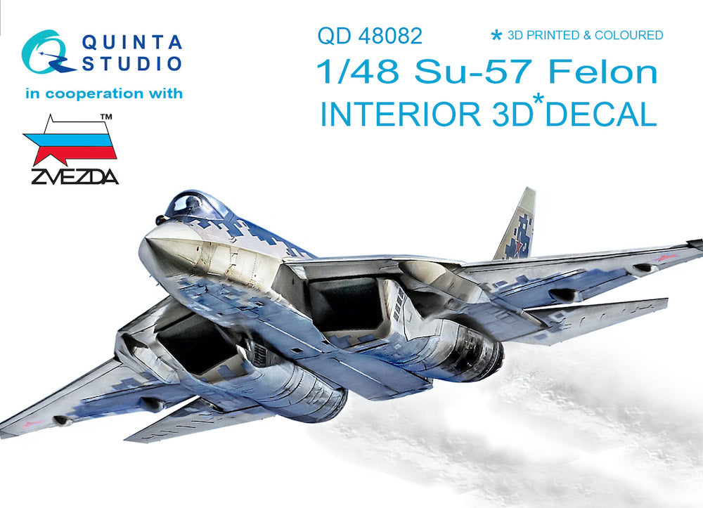 Sukhoi Su-57 Frazor (Felon) 3D-Printed coloured Interior on decal paper (designed to be used with Zvezda kits)