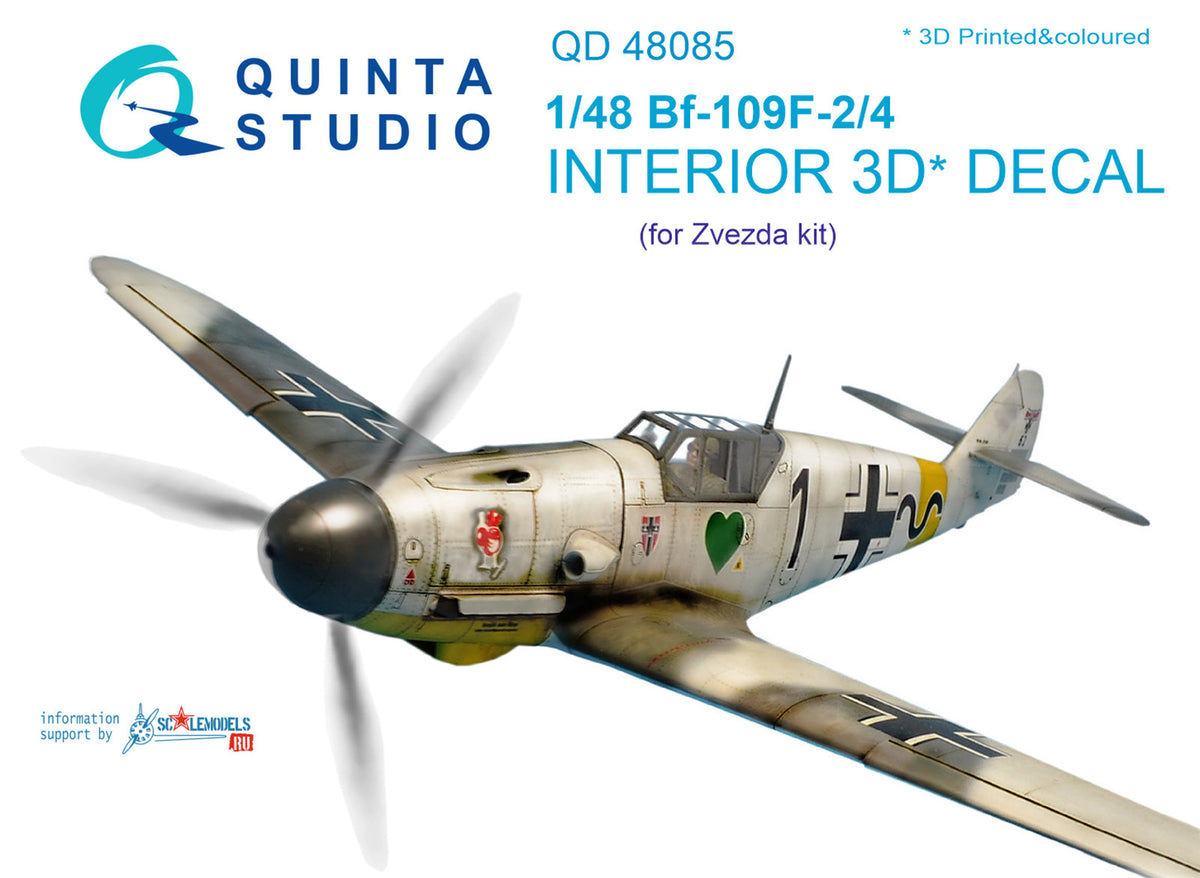 Messerschmitt Bf-109F-2/F-4 3D-Printed coloured Interior on decal paper (designed to be used with Zvezda kits)