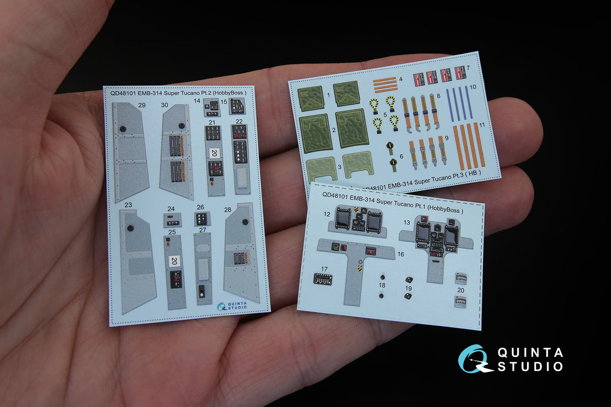 Embraer EMB-314 Super Tucano 3D-Printed coloured Interior on decal paper (designed to be used with Hobby Boss kits)