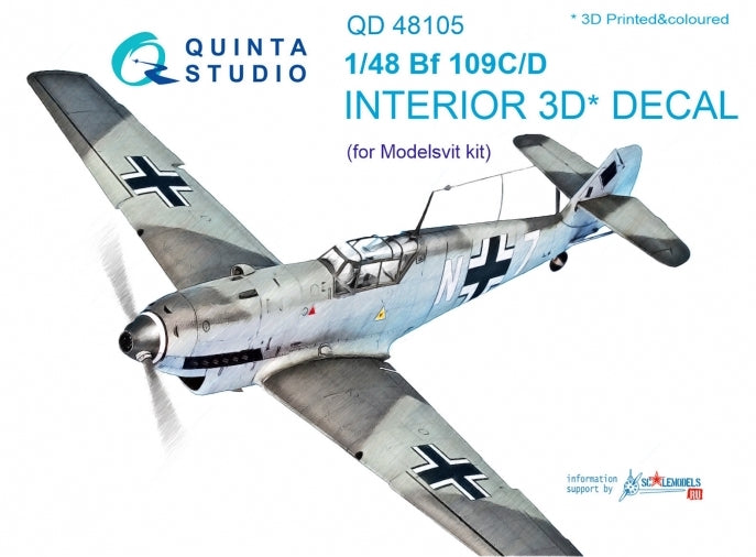 Messerschmitt Bf-109C/Bf-109D 3D-Printed coloured Interior on decal paper (designed to be used with Modelsvit kits)
