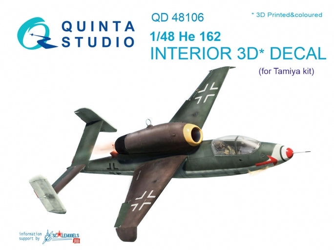 Heinkel He-162A-2 Salamander 3D-Printed coloured Interior on decal paper (designed to be used with Tamiya kits)