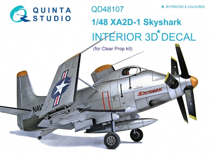 Douglas XA2D-1 3D-Printed coloured Interior on decal paper (designed to be used with Clear Prop Models kits)
