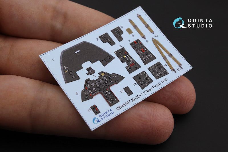 Douglas XA2D-1 3D-Printed coloured Interior on decal paper (designed to be used with Clear Prop Models kits)