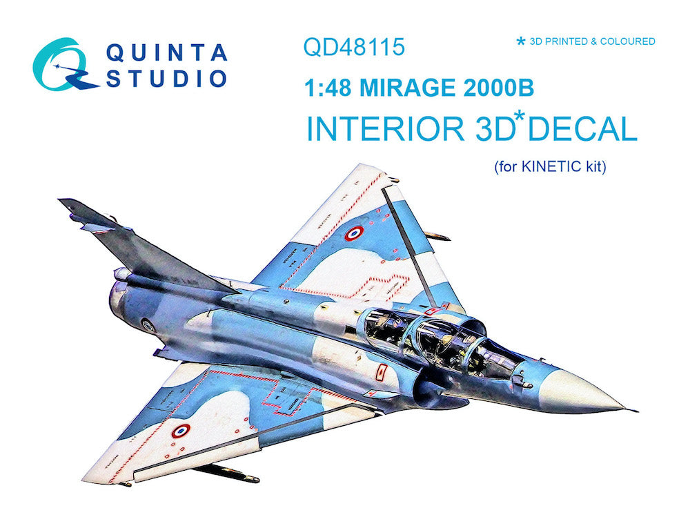 Dassault_Mirage 2000B 3D-Printed coloured Interior on decal paper (designed to be used with Kinetic Model kits)