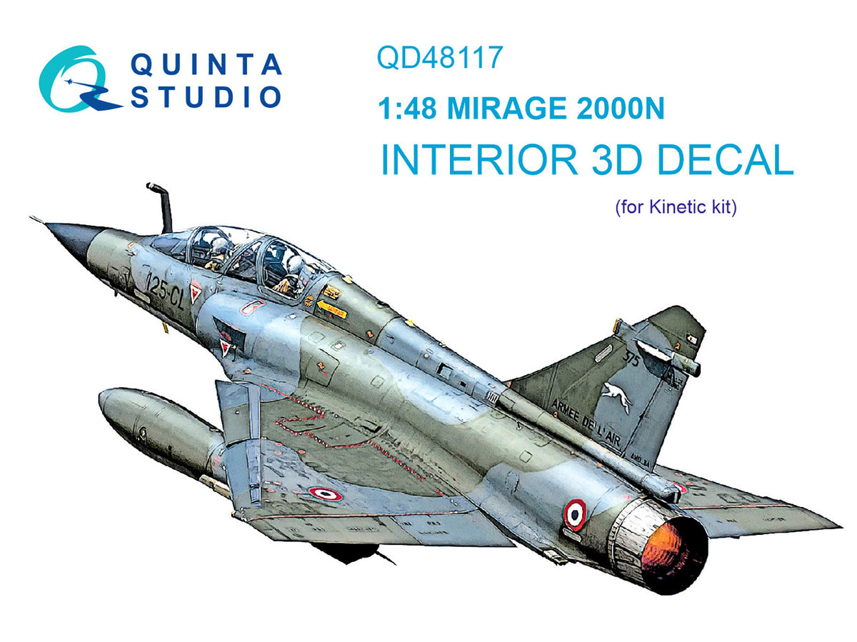 Dassault_Mirage 2000N 3D-Printed coloured Interior on decal paper (designed to be used with Kinetic Model kits)