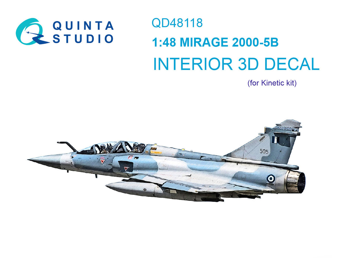Dassault_Mirage 2000-5B 3D-Printed coloured Interior on decal paper (designed to be used with Kinetic Model kits)