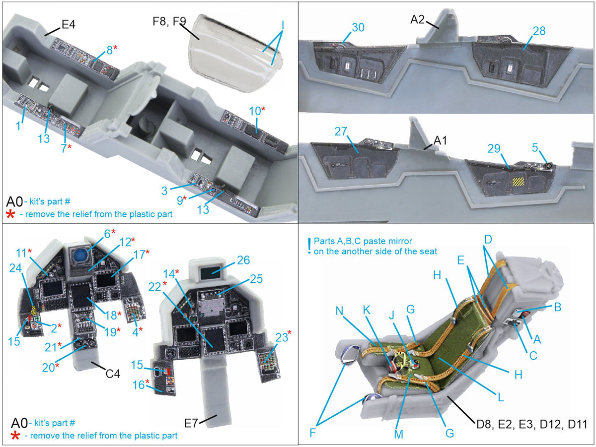 Dassault_Mirage 2000-5B 3D-Printed coloured Interior on decal paper (designed to be used with Kinetic Model kits)