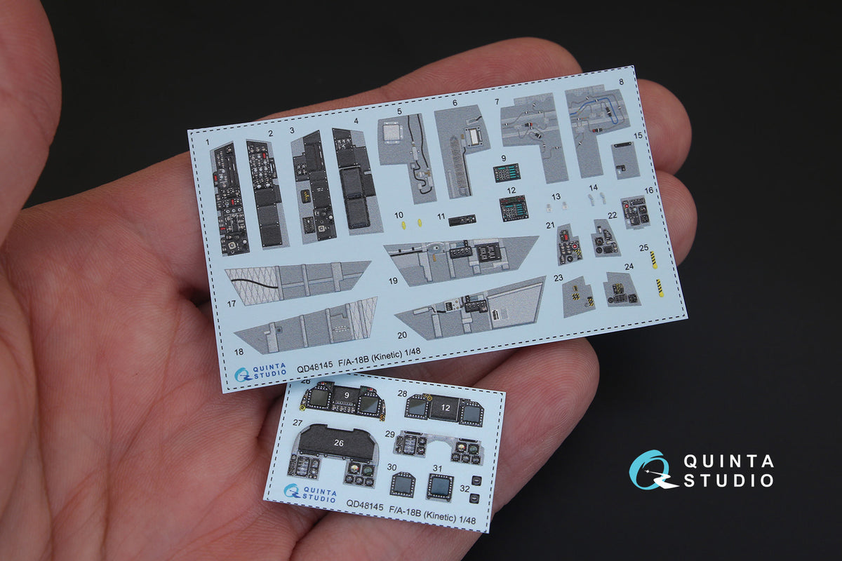 McDonnell-Douglas F/A-18B Hornet 3D-Printed coloured Interior on decal paper (designed to be used with Kinetic Model kits) [F/A-18A/B/C/D]
